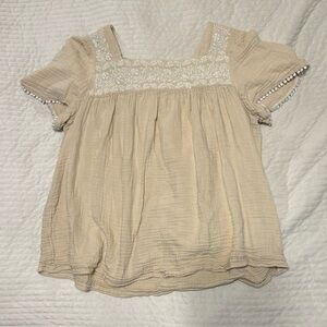 Old Navy Beige Lace Accent Blouse